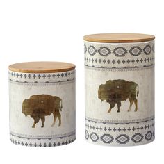 Free Spirit 2PC Canister Set Canister Buffalo Silhouette, Shades Of Cool, Ceramic Canisters, Bohemian Kitchen, Southwestern Home, Elements Design, Timeless Basics, Southwestern Boho