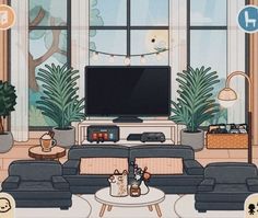 a living room filled with furniture and a flat screen tv