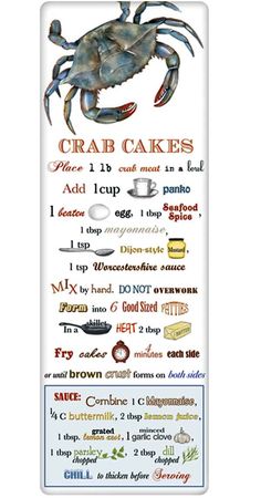 crab cakes cross stitch pattern in red frame