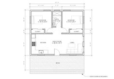 the floor plan for a small house with two bedroom and an attached living room area