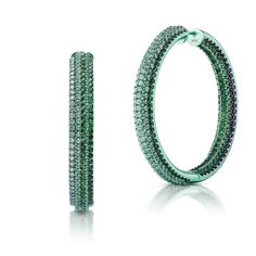 6.72 Carat Tsavorite Garnet Inside Out Hoop Earrings Luxury Green Hoop Jewelry, Luxury Green Hoop Earrings, Paris Ring, Tsavorite Garnet, Jewelry Appraisal, Earring Collection, Bridal Engagement Rings, Hoop Earring Sets, Bridal Bands