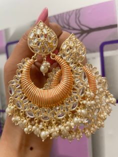 High quality oversized earrings White Chandbali Metal Earrings, White Metal Chandbali Earrings, White Chandbali Earrings For Party, Glamorous White Round Earrings, White Metal Drop Earrings, Oversized Earrings, Multicolor Earrings, Jewellery Sets, Indian Earrings