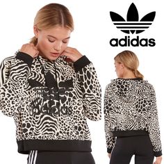 Adidas Originals Leopard Aop Crop Hoodie The Adidas Originals Women’s Allover Print Cropped Hoodie Features An Allover Leopard Print For A Modern, Street-Worthy Look. Plush French Terry Fabric Makes This Pullover Hoodie Comfortable And Easy To Wear For Your Everyday Lifestyle. Size Available: Xxs (See Measurements Below) Reviews Say Fit Runs Big. Xs Listed Only For Exposure. I Normally Wear Xs In Tops & Small In Sports Bras & This Xxs Fits Me Well, It’s Just Slightly Oversized. Color: Ecru Tint Adidas Hoodie For Winter, Black Crop Hoodie, Yellow Crewneck, Running Hoodie, Pink Crewneck Sweatshirt, Red Crewneck, Blue Crewneck, Adidas Originals Women, Crop Hoodie