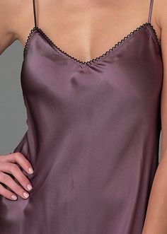 Just as the name says - you'll look tantalizing in our silk nightgown so richly colored in Tanzanite.  Wonderfully elegant, fabulously luxurious. In a modern length and cut on the bias for a flattering fit.  With embroidered trim all around to give it the richness you deserve.  Oh, and because this chemise is so elegant, you just might decide you'd rather wear it out on the town! Silk Chemise, Slip Shorts, Silk Nightgown, Satin Lingerie, Embroidered Trim, Luxury Silk, Silk Slip, Satin Slip, Natural Fabrics