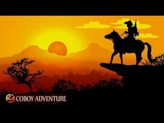 the silhouette of a man riding on top of a horse in front of an orange sunset