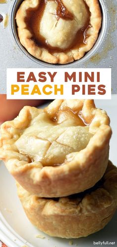 mini peach pies are stacked on top of each other