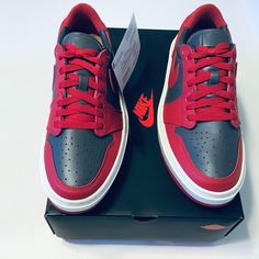 Air Jordan 1 Retro Elevate Low Shoes Sneakers Size 10 New With Box Jordan Id: Dh7004-006 If You Have Any Questions Please Ask Before Purchasing. Check Out All Of Our Other Great Items Rise To The Occasion In Style That Soars. This Jordan 1 Elevate Low "Dark Grey/Varsity Red/Sail" Women's Shoe Reworks An Icon's Original Magic With A Platform Sole And Low Cut Silhouette. Air Cushioning Keeps You Lifted, And Sleek Leather In Contrasting Colors Adds Visual Interest. Leather Provides A Structured Fee University Red Lace-up Jordan Shoes, Sporty Red High-top Sneakers With Perforations, Red Synthetic Skate Shoes With Boost Midsole, University Red Mid-top Synthetic Sneakers, Red Low-top Synthetic Skate Shoes, Red Sporty Custom Sneakers With Perforations, Sporty Red Custom Sneakers With Perforations, Sporty Red Sneakers With Perforations, Lace-up Sneakers With Red Sole