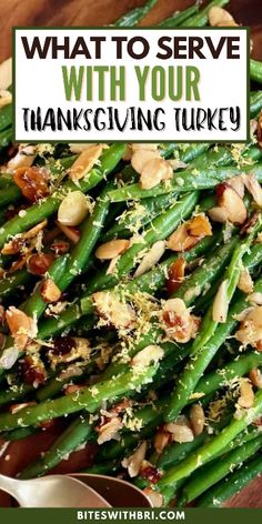 what to serve with your thanksgiving turkey asparagus and almonds on a platter