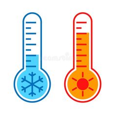 two thermometers with snowflakes on white background royalty illustration