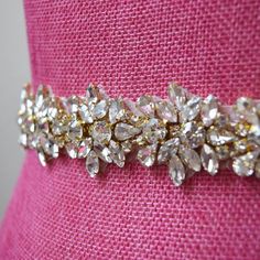 Gold Rhinestone Bridal Belt- Embellished Belt with Ribbon Sash -Bridal Sash -Gold Belt - Gold Weddin Gold Wedding Accessories, Rhinestone Belts, Bridesmaid Belt, Bridal Belts, Pageant Gown, Wedding Belt, Embellished Belt, Wedding Sash Belt, Crystal Trim