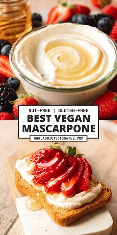 the best vegan mascarpone recipe is made with fresh strawberries and whipped cream