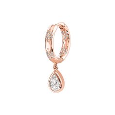 Sevenfold Water Drop Diamond Huggies Rose Gold Single  by Logan Hollowell Jewelry Logan Hollowell, Diamond Huggie Earrings, Diamond Huggies, Ruby Sapphire, Huggie Earrings, Aquamarine Blue, Single Earring, Water Drop, Huggies Earrings