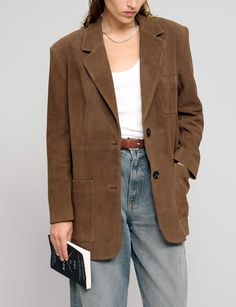 Brown genuine suede leather two-button oversized blazer . Brand Pixie Market 100% genuine suede leather 100% polyester lining Front pockets Four Button sleeve cuff Size S bust 38"/96 cmSize M bust 40"/100 cmLength 29.5"/ 75 cmModel wears a size S and is 5.9"/172 cmImported Pixie Market, Suede Blazer, Her Closet, Brown Suede Jacket, Sleeve Cuff, Oversized Blazer, Midi Maxi Dress, Leather Blazer, Black Leather Jacket