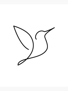 a line drawing of a hummingbird flying in the air with its wings spread out