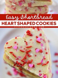 The BEST Heart Shaped Shortbread Cookies! Not only is this Valentine's Day dessert recipe delicious and buttery, but it is also loaded with sprinkles. Put these slice-and-bake cookies on your Valentine's Day food ideas!