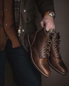 Great materials. Great boots. Thursday Boots #mensboots Boots Outfit Men, French Roast, Mens Fashion Rugged, Mens Leather Boots, Mens Fashion Casual Outfits, Brown Shoes, Jason Momoa