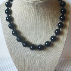 Retro Necklace Elegant Black Old Plastic 18" Long 62216 Graduated Design 18 inches long with 3 inch extender Classic Black Necklace With Round Beads, Black Beaded Necklaces With Lobster Clasp, Black Single Strand Necklace, Classic Black Necklaces With Black Beads, Classic Black Necklace With Black Beads, Classic Black Beaded Necklace, Black Formal Necklace With Round Beads, Formal Black Single Strand Necklaces, Formal Single Strand Black Necklace