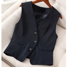 Product Description * Item: Formal Lady Vest Waistcoat Gilet Fitted Dress Suit Business Uniform Waistcoat * Condition: 100% Brand New * Color: Black   Navy Blue  * Size:Asian L-8XL * Package:1pc Vest (without any accessories ）    Please note: 1.Please allow a little error due to manual measurement. 2.The color maybe a little difference because of the light,screen reflection etc. 3.If you are not sure what size to choose, you can tell us your height and weight, we will recommend the right size fo Elegant Single Breasted Vest For Fall, Semi-formal Sleeveless Fall Outerwear, Elegant Single Breasted Winter Vest, Sleeveless Semi-formal Fall Outerwear, Semi-formal Vest Outerwear For Fall, Semi-formal Button Vest For Fall, Elegant Fitted Double-breasted Vest, Sleeveless Vest For Office Wear In Fall, Sleeveless Fall Outerwear For Office