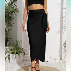 Witsmile Wrap Skirt New With Tags. Black. Size M. Maxi Length. Wrap Around And Tie Design. Zip Side Closure. Maxi Pencil Skirt, Long Pencil Skirt, Dressy Skirts, Long Skirts For Women, Boho Floral Dress, Elegant Skirt, Empire Dress, Swimsuit Dress, Chiffon Skirt