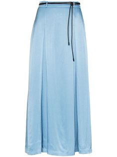 blue high waist belt loops tied waist flared design Midi Skirt Blue, Rejina Pyo, High Rise Skirt, Fringe Skirt, Anna Sui, Black Midi Skirt, Pleated Midi Skirt, Dolce & Gabbana, White Skirts