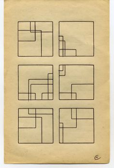 an old piece of paper with squares and rectangles drawn on it