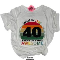 Birthday Shirts | Birthday T-Shirts | Birthday Tees "Limited Edition" "Made in [Year] with [Age]" Personalize Your Own T-Shirt! Customize with Any Year and Any Age! Turn heads and make a fashion statement by showing the world your G-L-A-M-O-R-O-U-S side with our graphic tees t-shirts — where we transform your birthday age and year your were born into stunning wearable art! Are you tired of the struggle of your tees riding up—uncomfortable and itchy? Say goodbye to discomfort and hello to our but Milestone Birthday Gifts, Birthday T Shirts, Best Stocking Stuffers, Coffee To Go, Birthday Tee, Trendy Graphic Tees, Milestone Birthday, Wine Bag, Holiday Christmas Gifts