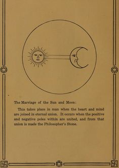 the marriage of the sun and moon is shown in an old book with writing on it