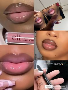 Dark Lip Liner And Gloss, Lip Combos For Dark Skin, Lip Combo Makeup, Pink Lip Combo, Girls Therapy, Fire Makeup, Glossy Lips Makeup, Maquillage Yeux Cut Crease, Makeup Finds