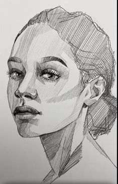 a pencil drawing of a woman's face