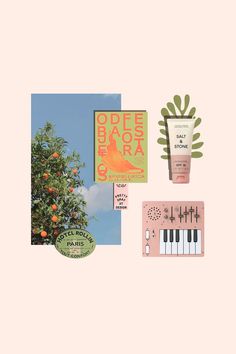 moodboard, style, spring vibes, spring aesthetic, spring, spring aesthetic, spring season, flowers, organic, natural, fresh, color palette, graphic design, graphic designer, illustration, photography, peaches, vintage, retro, branding, packaging design Photo And Illustration Combined, Green And Pink Branding, Watercolour Branding, Spring Vibes Aesthetic, Flower Skincare, Green Branding, Watercolor Branding, Instagram Branding Design, Instagram Brand