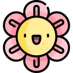 a pink flower with a smiling face on it's center and two petals in the middle