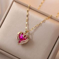 Material: Titanium Steel Fashion Element: null Style: Affordable luxury style Heart-shaped Alloy Necklaces For Mother's Day, Pink Heart-shaped Clavicle Chain Jewelry, Pink Heart-shaped Jewelry With Clavicle Chain, Pink Heart Necklace On Clavicle Chain, Pink Heart Pendant Necklace With Clavicle Chain, Pink Heart Necklace With Clavicle Chain For Valentine's Day, Mother's Day Alloy Pendant Necklace, Mother's Day Heart Pendant Alloy Necklace, Valentine's Day Pink Heart Necklace With Clavicle Chain