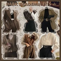 Moodboards Fashion, Look 80s, Dark Academia Style, Dark Academia Clothing