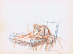 a drawing of a person laying down on a table with a laptop in front of them