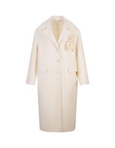 Over Coat In Ivory Wool Cloth Luxury Cream Outerwear For Spring, Over Coat, Wool Embroidery, Prada Leather, Ermanno Scervino, Pleats Please Issey Miyake, Gorgeous Bags, Luxury Store, Luxury Shop