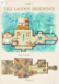 the floor plan for an apartment with two separate rooms and one bedroom on each level