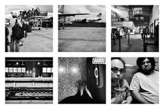 black and white photographs of people at an airport