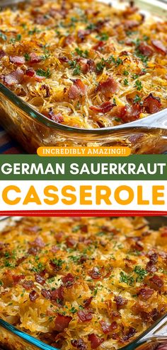 Breakfast Casserole: Incredibly Amazing German Sauerkraut Casserole Sauerkraut Casserole, German Sauerkraut, Breakfast Appetizers, Fermented Cabbage, Ginger Molasses Cookies, Healthy Ingredients, Tasty Recipes, Healthy Ingredient, Bbq Recipes