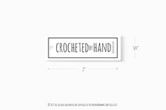 the crochet to hand logo is shown on a white background with black lettering