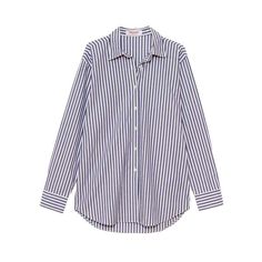 - 100% cotton  - japanese cloth  - crisp touch  - oversized fit  - curved hem  - button front placket  - button cuff  - hand wash  - line dry Cotton Shirt With Shirttail Hem For Daywear, Oversized Cotton Blouse With Placket, Japanese Outfits, Oversized Shirt, Designer Outfits Woman, Blue Stripes, White Stripe, Blue White, Button Up