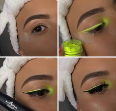 Eyeliner Verde, Makeup Verde, Makeup Ojos, Rave Babe, Neon Makeup, Rave Makeup, Makeup Challenges, Makijaż Smokey Eye