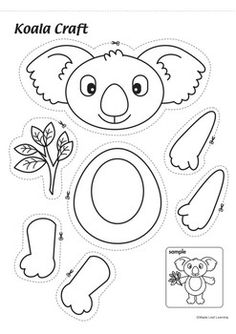 the koala craft is ready to be cut out