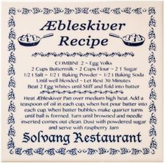 an advertisement for the alekskiver recipe, which is printed in blue and white