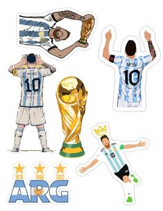 soccer stickers with different designs on them