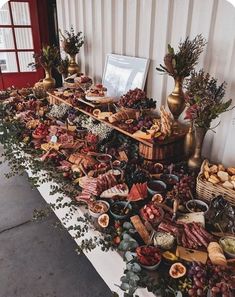 a long table filled with lots of food