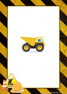 a construction site with a yellow dump truck