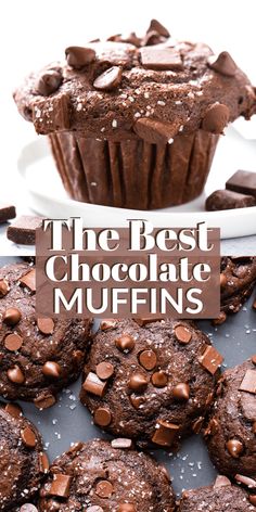 the best chocolate muffins are made with only three ingredients, and they're so good to eat