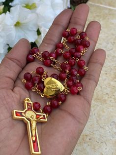 Catholic rosary red Crystal beads hand made from Jerusalem holy land , Terra Santa Catholic rosary red Crystal beads from Jerusalem holy land  High Quality Thank You for visiting our store , If you have any questions contact us and don't hesitate to ask. Regards  Amer Slim Click on the link below to check my store homepage etsy.me/3KUhLf5 Spiritual Rosary As Valentine's Day Gift, Red Spiritual Rosary As Gift, Red Beaded Rosary For Spiritual Use, Red Rosary, Red Crucifix Rosary As Gift, Handmade Red Rosary With Cross, Handmade Red Cross Rosary, Handmade Red Crucifix Jewelry, Handmade Red Rosary