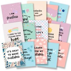 many different greeting cards with the words, i am fearless and love is in them