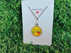 Cute Emoji necklace The disc is 20mm and has an emoji face. The chain is approx 50cm #N1 Emoji Necklace Swag Art, Emoji Gifts, Emoji Face, Necklaces Handmade, Emoji Faces, Cute Emoji, Handmade Necklace, Handmade Necklaces, Favorite Jewelry